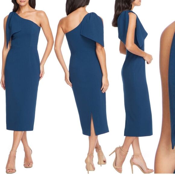 Dress the Population Tiffany One-Shoulder Midi Dress - Picture 1 of 10